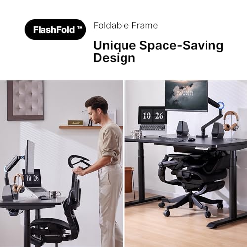 Ergonomic Office Chair with Footrest, Mesh Office Chair with Headrest (Gray, Medium) J952