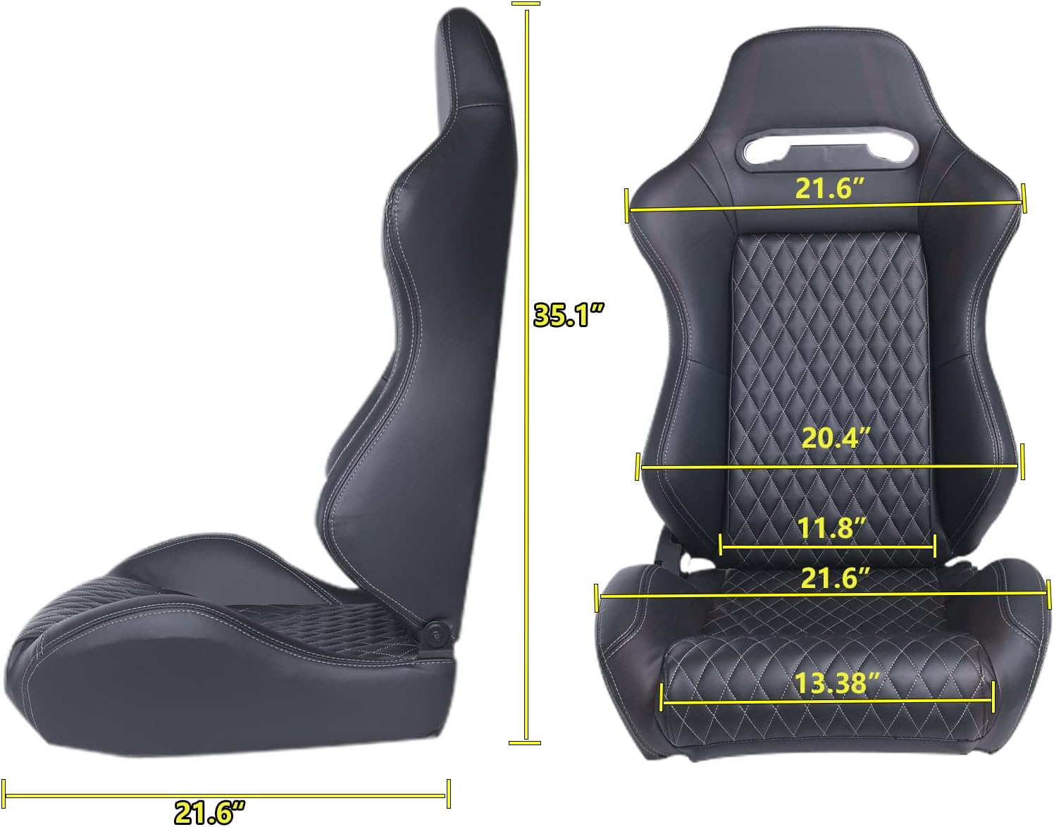 2PCS PVC Leather Racing Bucket Seats with Sliders (Black & White) E2766