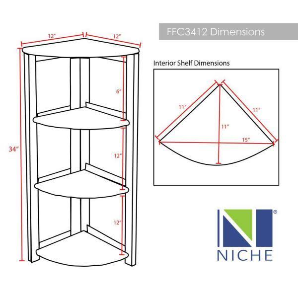 Medium Oak Wood 3-Shelf Foldable Corner Bookcase O1559