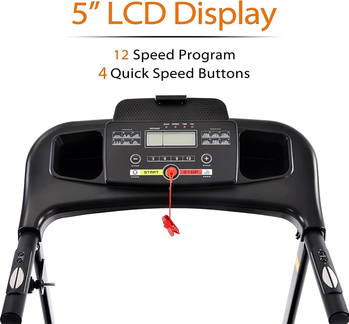 Black Folding Treadmill with Bluetooth and Incline H974919