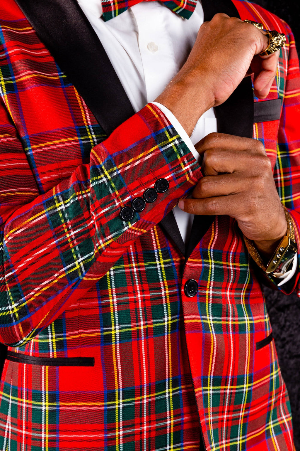 Tartan Plaid Tuxedo, Size 50, Black/Red N3547