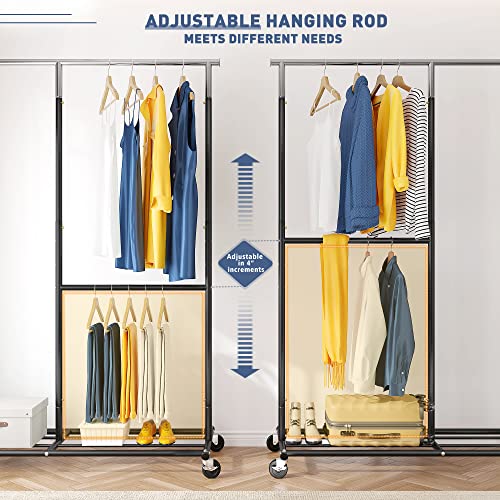 Gold Metal Clothing Rack with Wheels Q8214