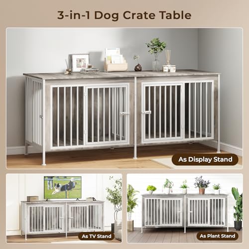 78 Inch Extra Large Double Dog Kennel Furniture with Removable Divider G93482