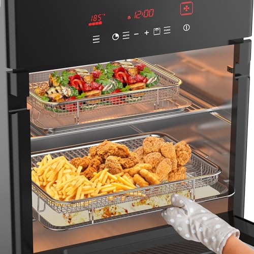Black Extra Large Stainless Steel Air Fryer Basket and Tray Set R4579
