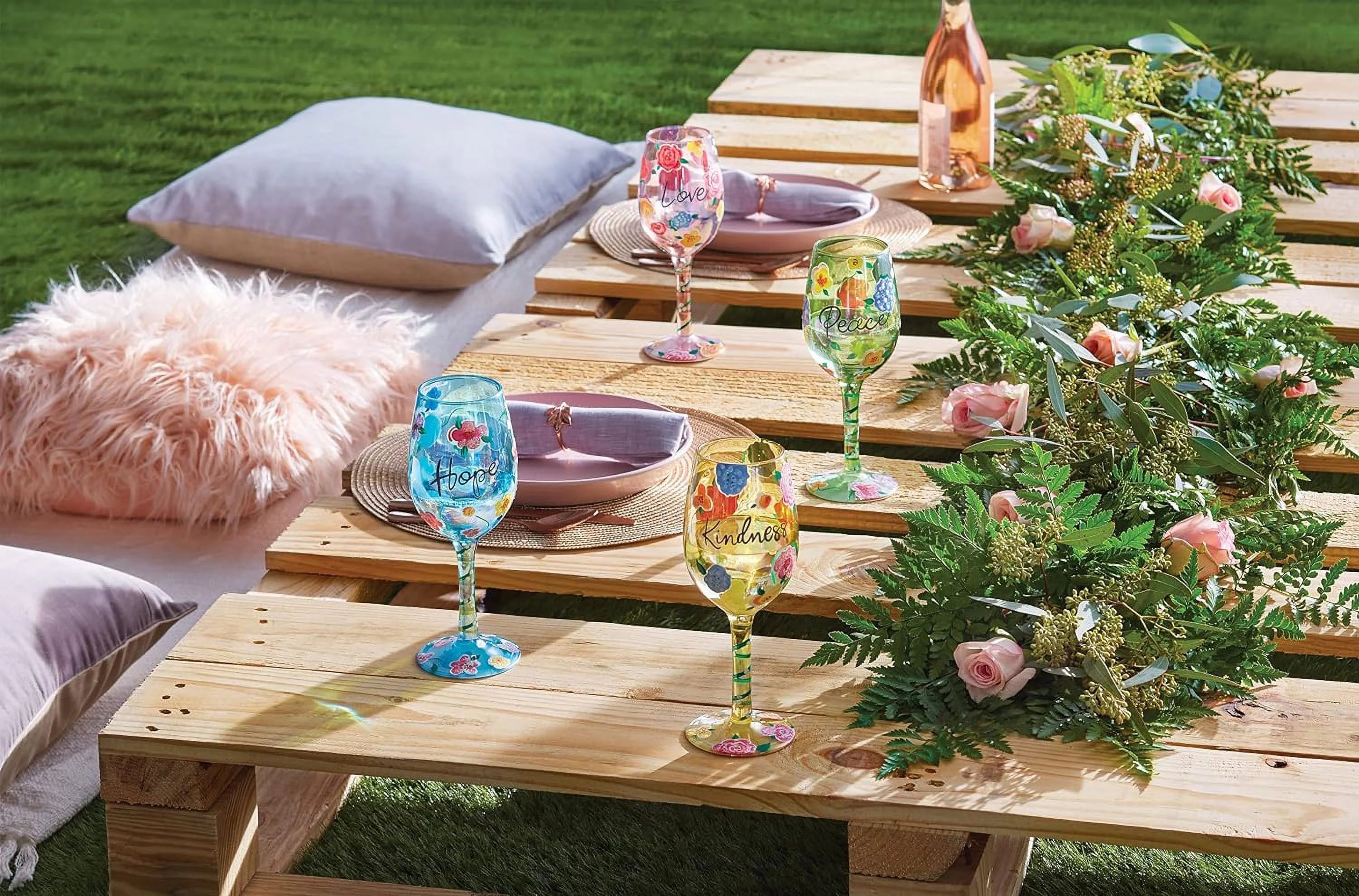 Floral Hand-Painted Artisan Wine Glass R97140