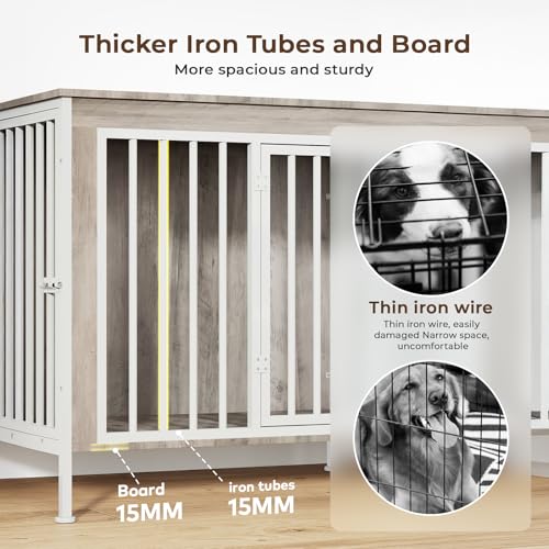 78 Inch Extra Large Double Dog Kennel Furniture with Removable Divider G93482