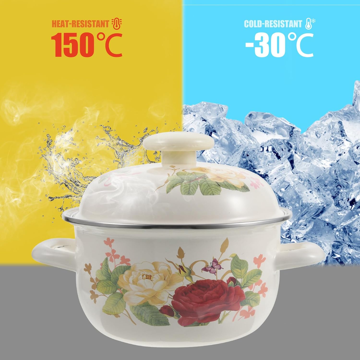 1L Enamel Stockpot with Lid E823