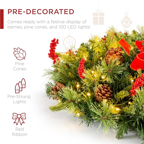 30in Pre-Lit Artificial Christmas Wreath with 100 Lights T837