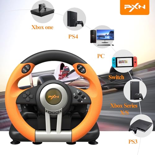 Racing Wheel Gaming Steering Wheel 180 Degree Driving Wheel with Pedal N215