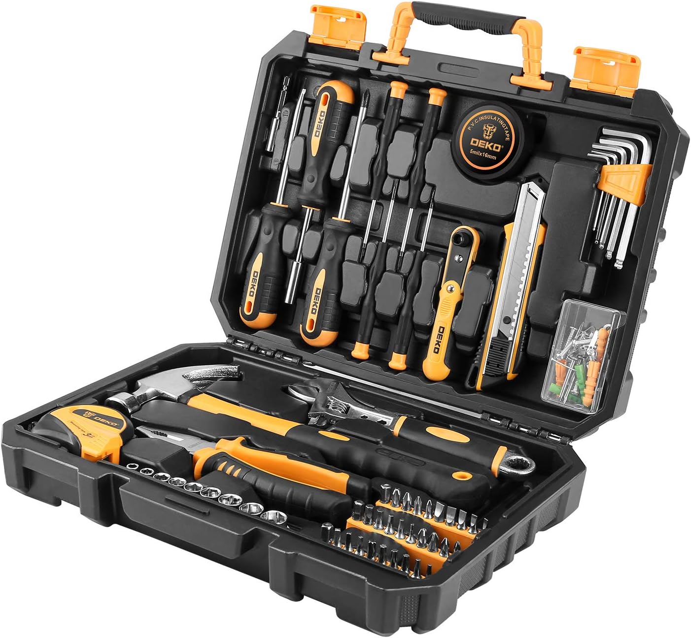 100 Piece Home Repair Tool Set with Plastic Tool Box Storage Y866