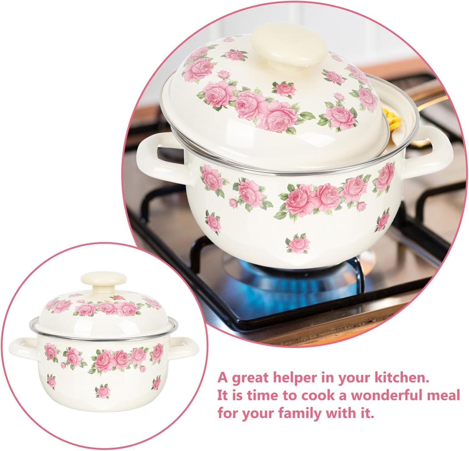 1L Enamel Stockpot with Lid E823