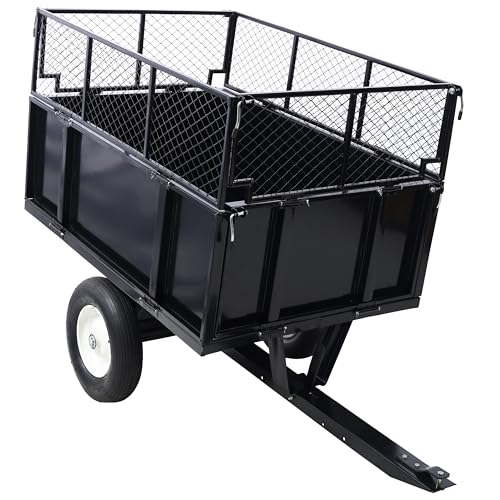 ATV Trailer Steel Dump Cart, 750lbs 22 Cubic Feet Utility Trailer with Removable Sides J8868