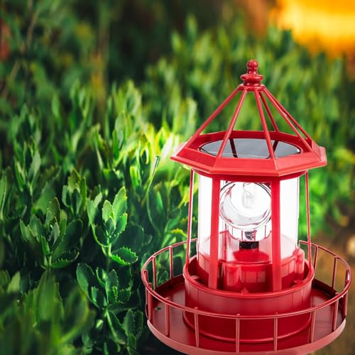 Black IP65 Waterproof Solar Rotating Lighthouse Lamp V1544