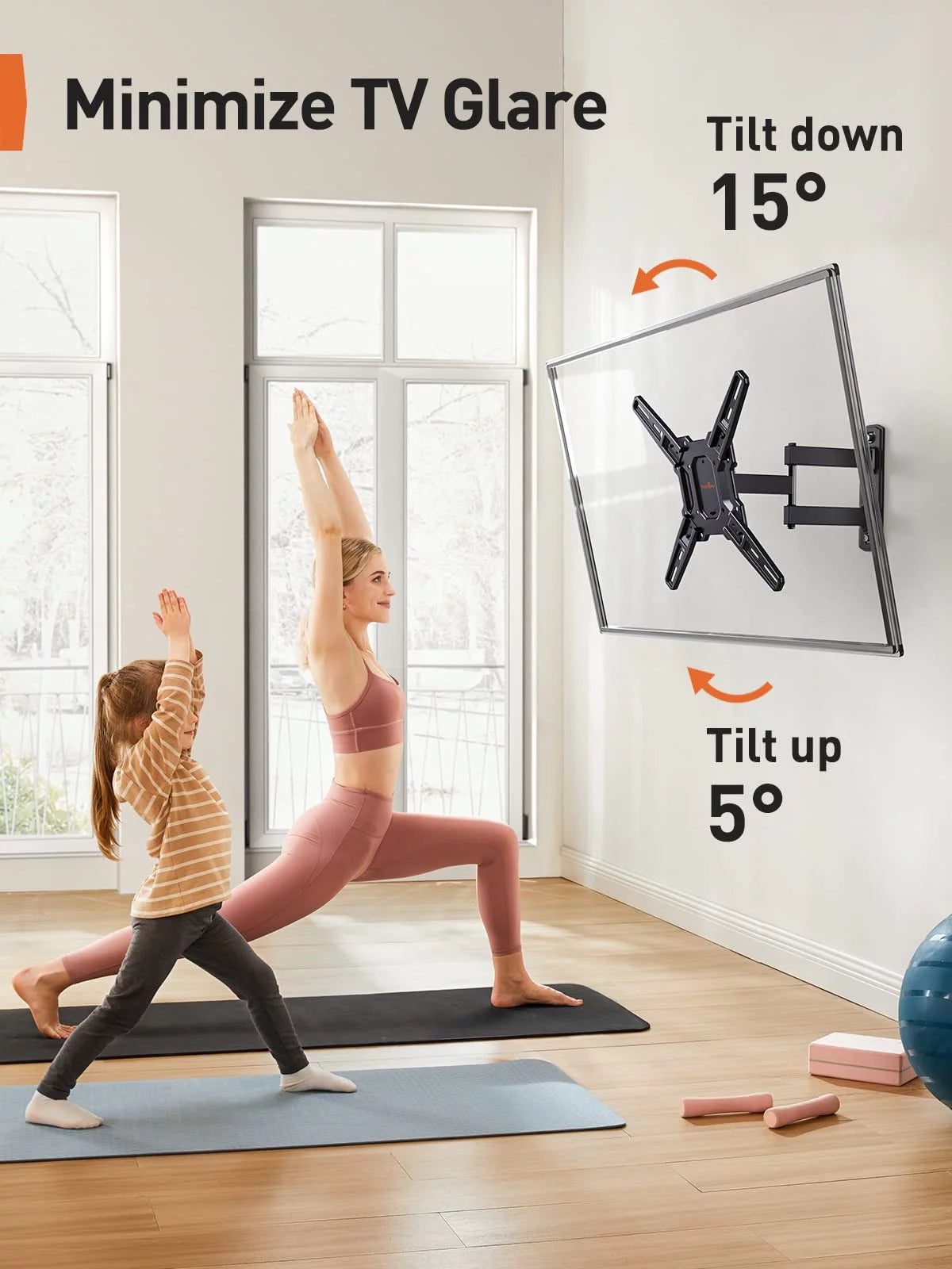 Full Motion TV Wall Mount for 26-60 inch LED LCD Flat Curved Screen TVs, Max 400x400mm, up to 82 lbs I412