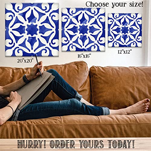Blue Mosaic 4 Panels Canvas Paintings (12" x 12") T40980