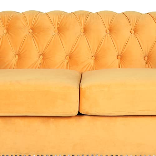 Traditional Chesterfield Velvet Loveseat Sofa with Nailhead Trim J44352