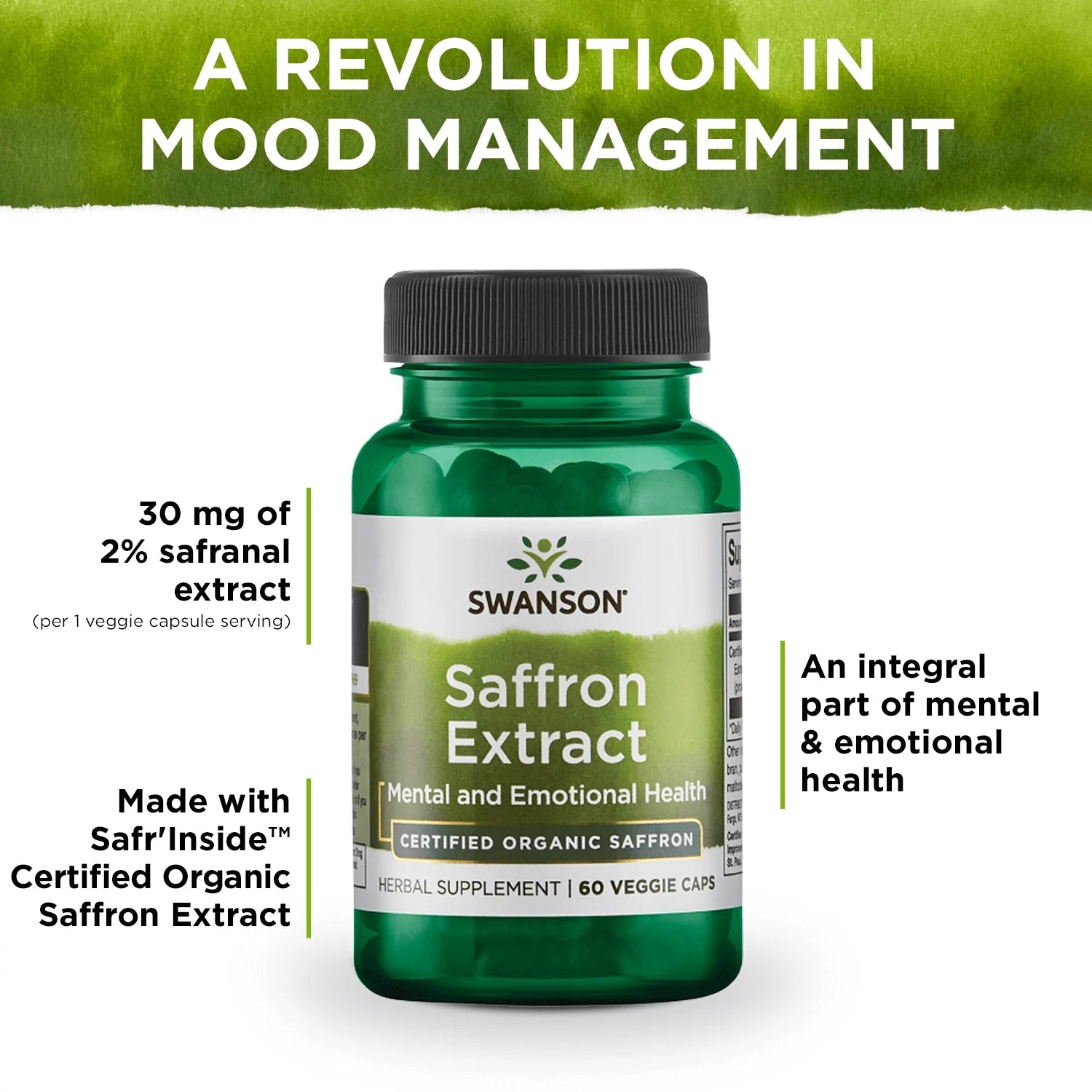 60 Veggie Capsules Saffron Extract Herbal Supplement F303