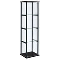 Black Wood Glass 4 Shelf Curio Cabinet J496