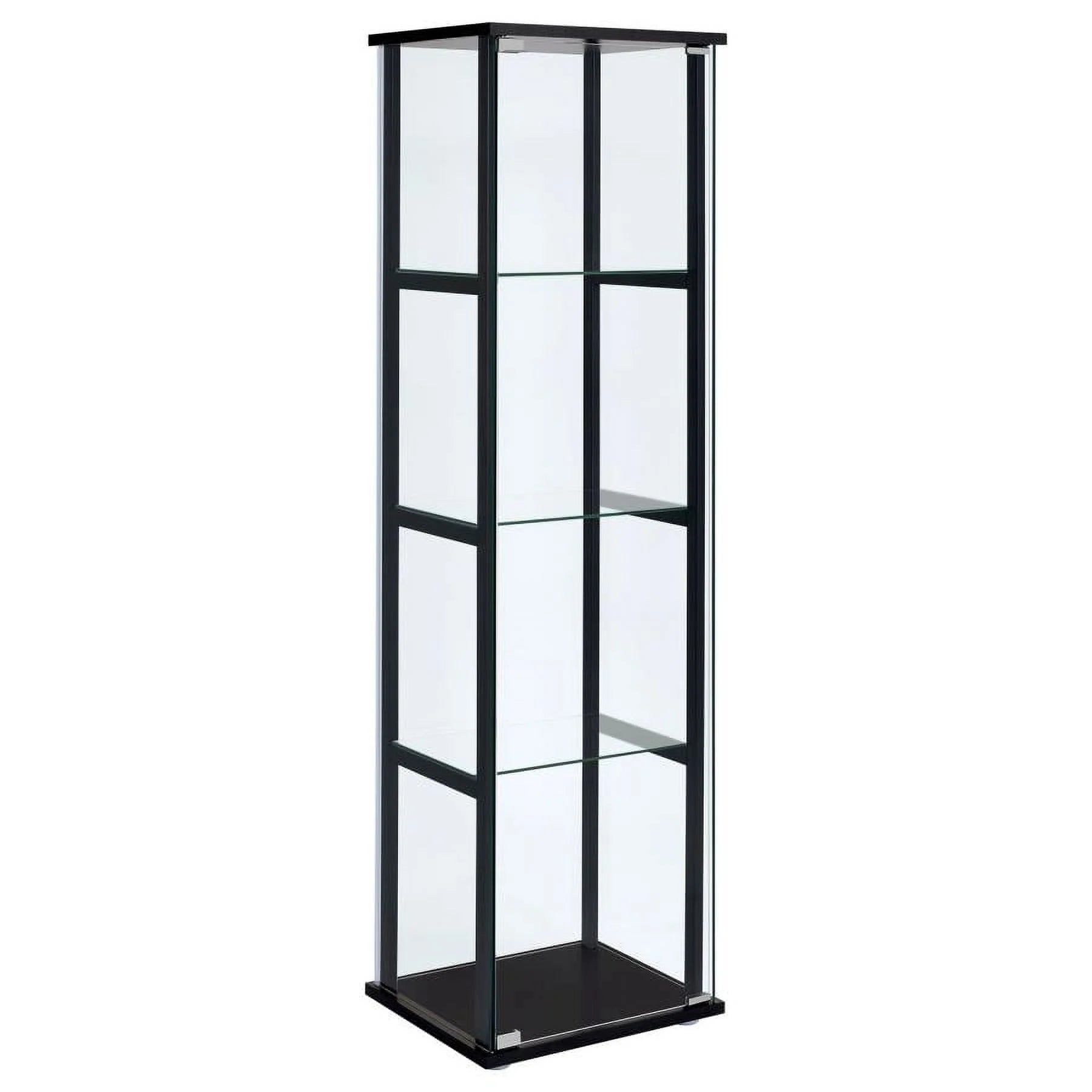 Black Wood Glass 4 Shelf Curio Cabinet J496