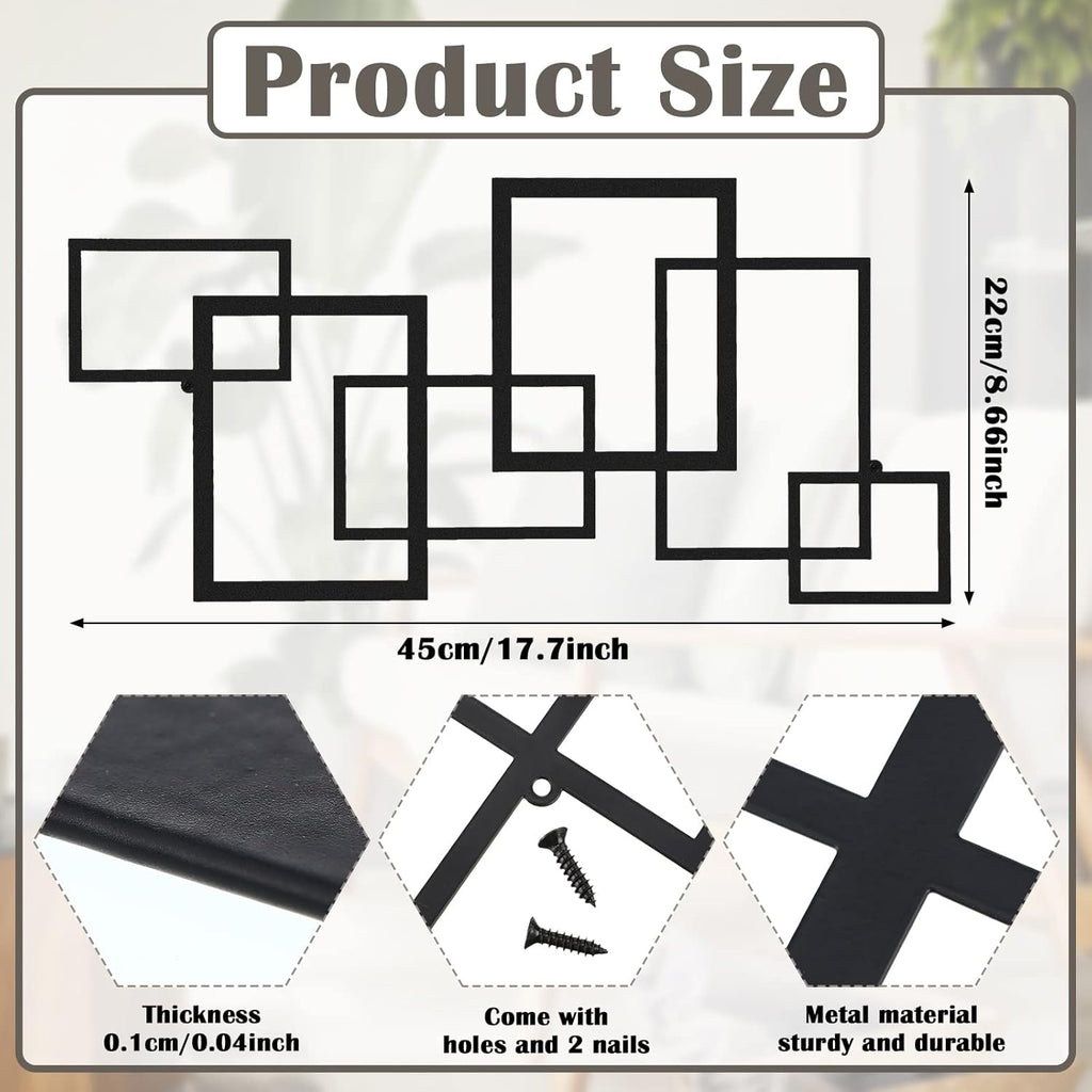 2 Pcs Black Metal Wall Art D86843