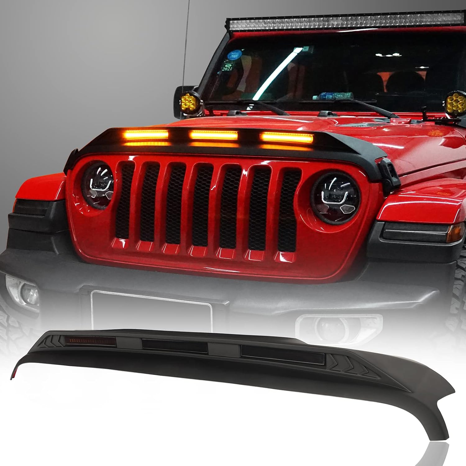 Bug Deflector Shields Hood Protector Guard with Amber Lights B1048