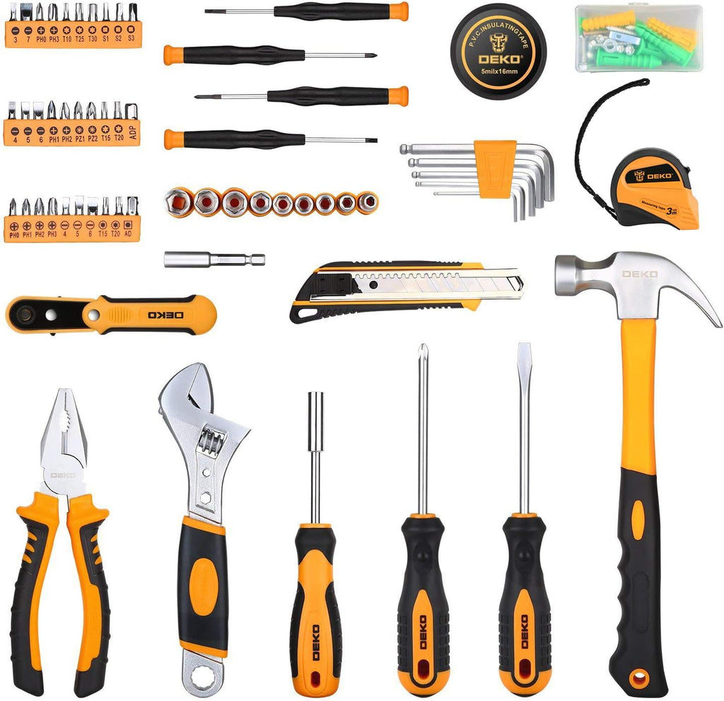 100 Piece Home Repair Tool Set with Plastic Tool Box Storage Y866