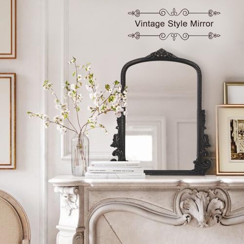 Black Antique Arched Wooden Frame Mirror Y1169