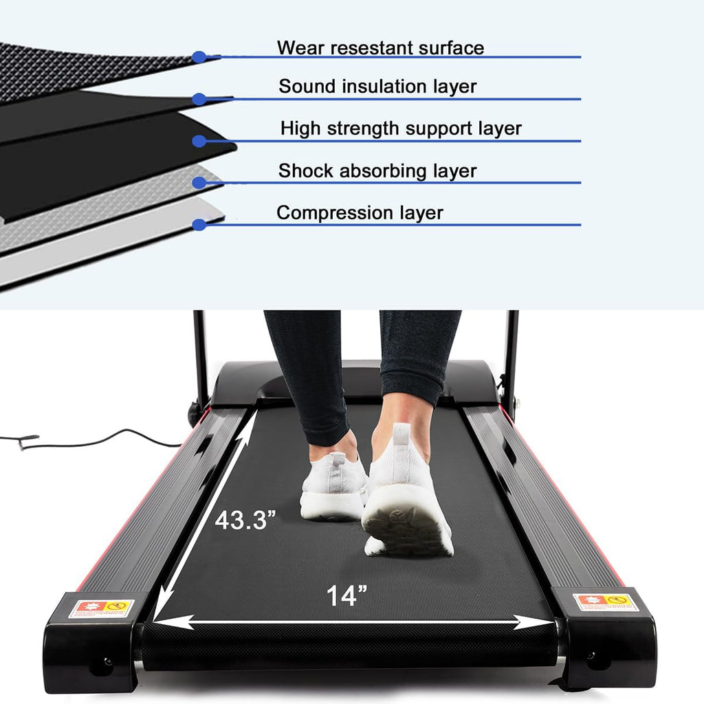 Black Folding Treadmill with Bluetooth and Incline H974919