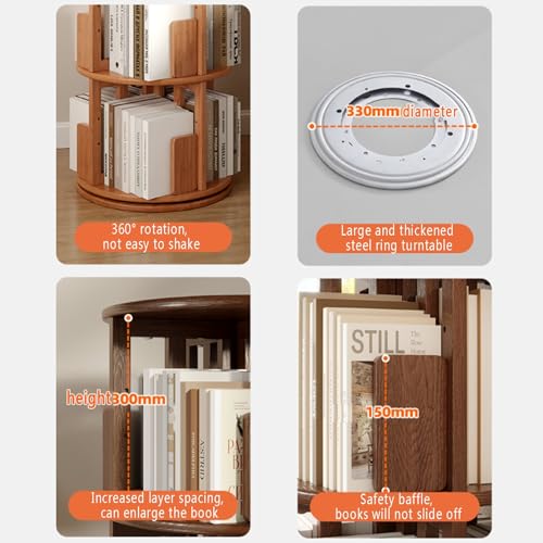 Cherry wood 360° Rotating Bookshelf Tower X990