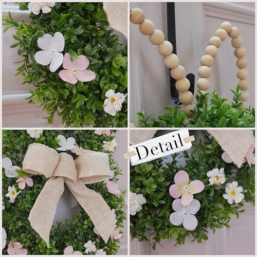 Bunny Shaped Easter Artificial Boxwood Wreath with Beaded Ears V113290
