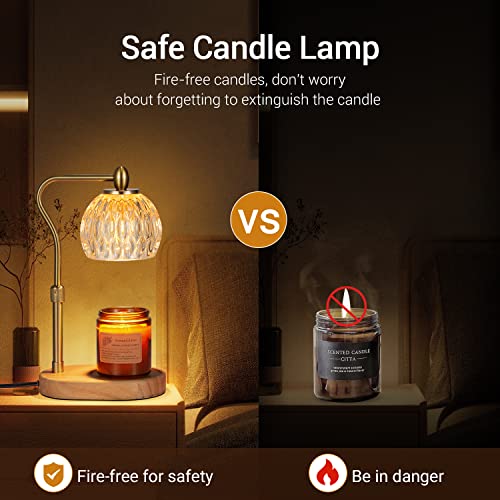 Gold Height Adjustable Candle Warmer Lamp with Timer & Dimmer S3683