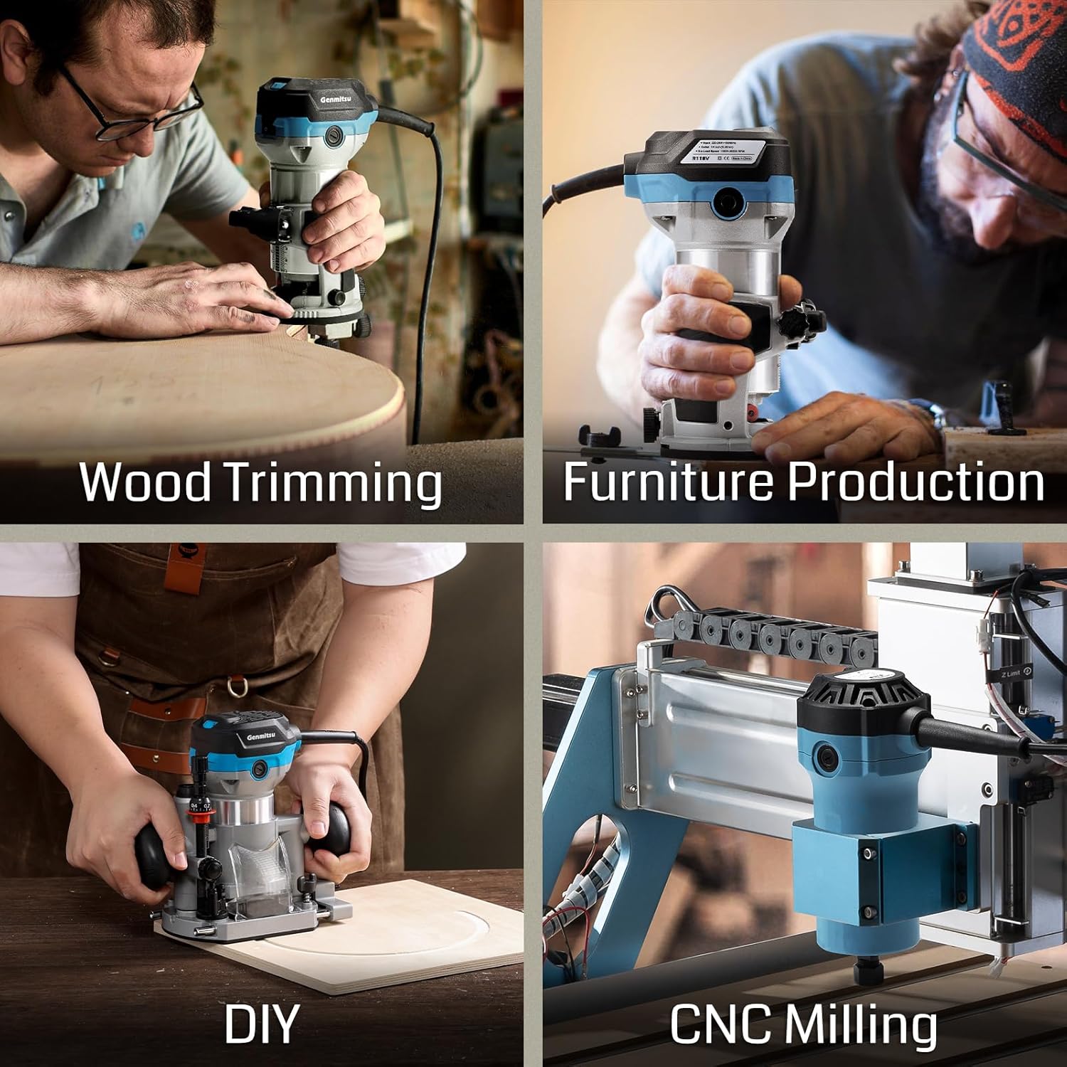 4040-PRO CNC Machine with 65mm Diameter Palm Trimmer Router A2942