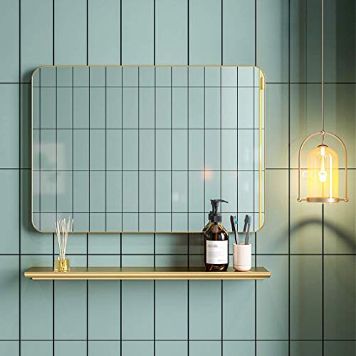 Gold Metal Rectangle Wall-Mounted Mirror 70 X 50Cm K44403