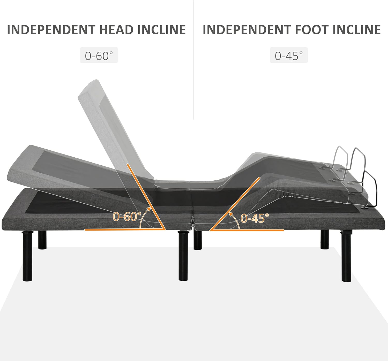 Gray Twin XL Adjustable Bed Frame with Wireless Remote O14256