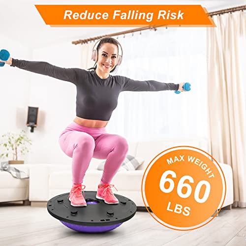 Half Exercise Ball Balance Trainer Inflatable Yoga Ball with Resistance Bands O906