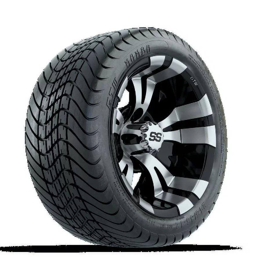 Set of 4 12 inch Black Golf Cart Wheel and Tire D68817