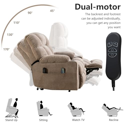 Oversized Power Lift Recliner Chair Brown W716756