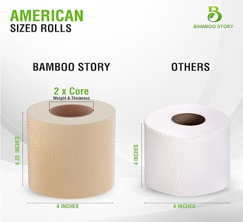 Bamboo Toilet Paper, 3PLY 300 Sheets, Unbleached, Brown S352857