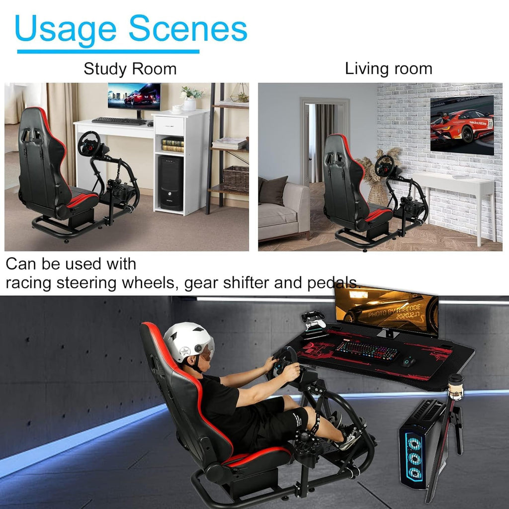 Racing Simulator Cockpit with Red Seat, 50mm Large Round Tube J841820
