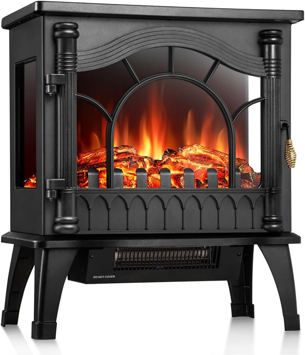20" Freestanding Electric Fireplace Heater with 3D Flame Effects Q49625