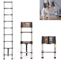 Compact 20FT Aluminum Telescoping Extension Ladder with 2 Detachable Roof Hooks X1210