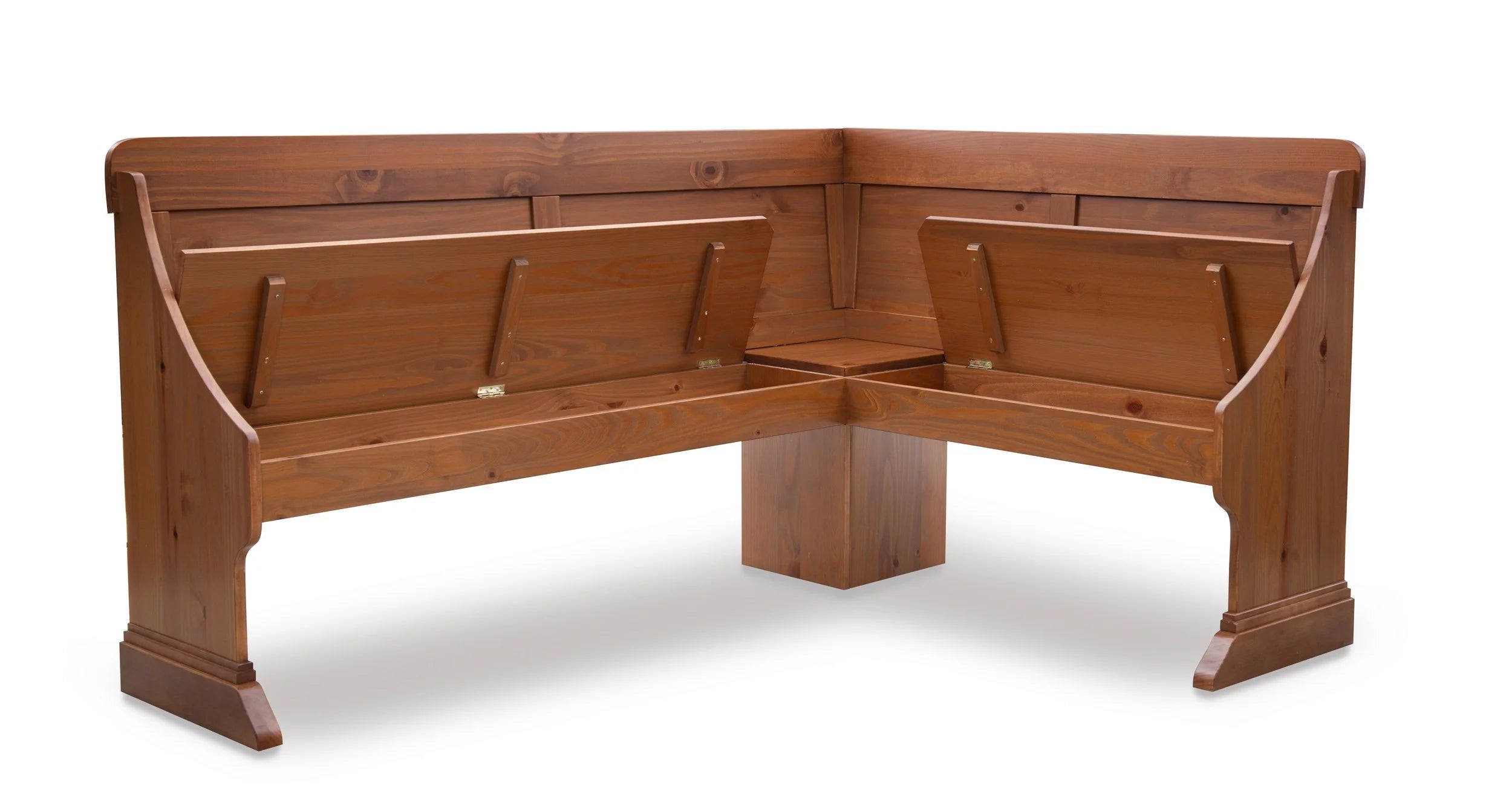 Natural Pine Wood Corner Dining Table with Storage G846456