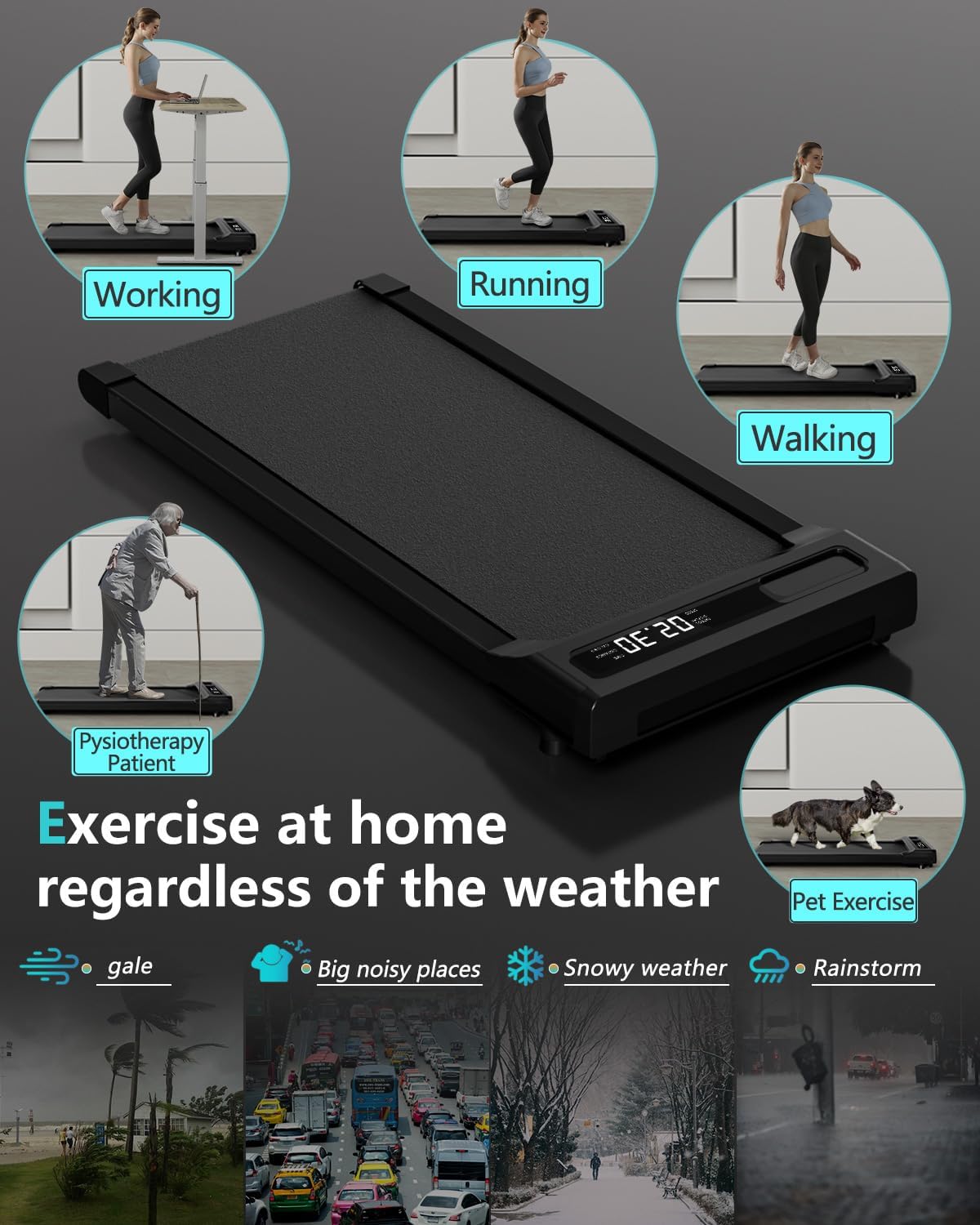 Under Desk Treadmill with Remote Control, 2 in 1 Walking and Jogging, LED Display D545700