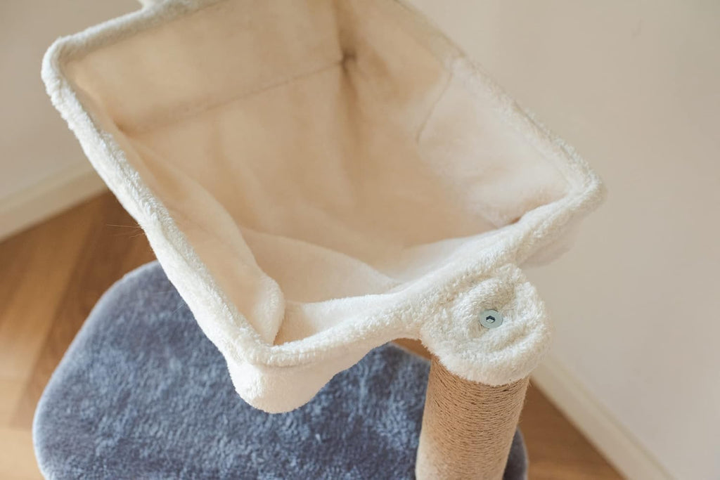 42" Grey Beige Cat Tree with Cat Hammock, Scratching Post V827154