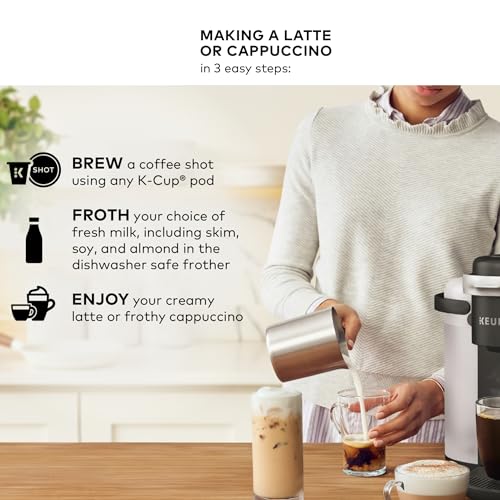 Single-Serve Coffee Maker with Milk Frother, Dark Charcoal V9843