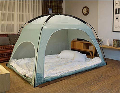 Bright Blue Privacy Tent on Bed E993