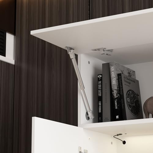 White Entertainment Center with Bookshelves and Doors 81.1"W x 11.8"D x 70.9"H G3246