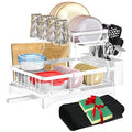 White 2-Tier Metal Dish Drying Rack with Drainboard F45826