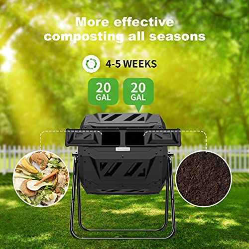 Compost Tumbler Bin Dual Chamber 43 Gallon N79565