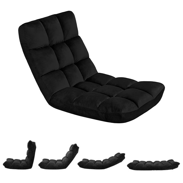 Black Floor Folding Chair with Back Support C51671